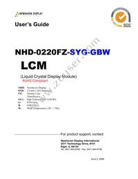 NHD-0220FZ-SYG-GBW Datasheet Cover