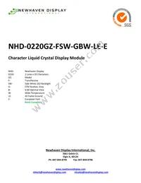 NHD-0220GZ-FSW-GBW-LE-E Datasheet Cover