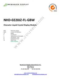 NHD-0220JZ-FL-GBW Datasheet Cover