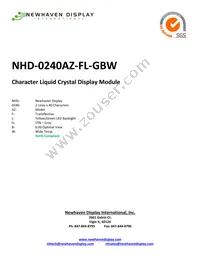 NHD-0240AZ-FL-GBW Datasheet Cover
