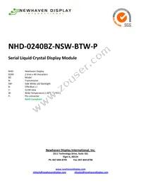 NHD-0240BZ-NSW-BTW-P Datasheet Cover