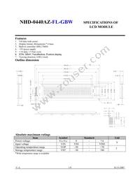 NHD-0440AZ-FL-GBW Datasheet Page 2