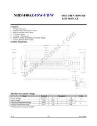 NHD-0440AZ-FSW-FBW Datasheet Page 2