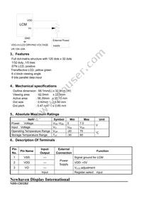 NHD-12032BZ-FSY-YBW Datasheet Page 4