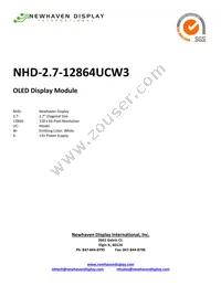 NHD-2.7-12864UCW3 Datasheet Cover