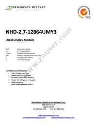 NHD-2.7-12864UMY3 Datasheet Cover