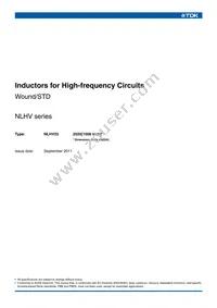 NLHV25T-R82J-PF Datasheet Cover