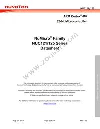 NUC125SC2AE Datasheet Cover