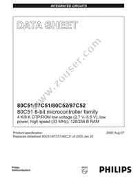P87C52UBPN Datasheet Cover