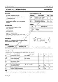 PBSS4140S Datasheet Page 2