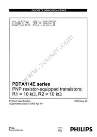 PDTA114ES Datasheet Cover