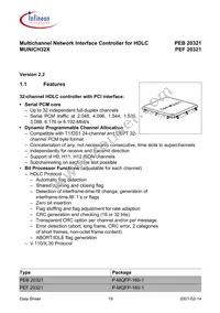 PEB20321H-V22 Datasheet Page 19