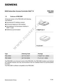 PEB2086H-V14TR Datasheet Page 17