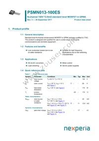 PSMN013-100ES Datasheet Cover