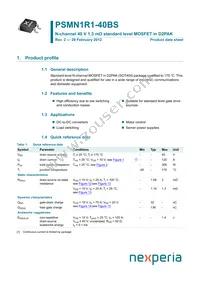 PSMN1R1-40BS Datasheet Cover