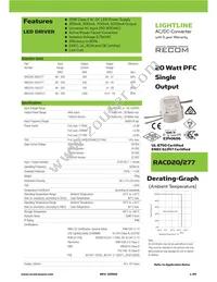 RACD20-350/277 Datasheet Cover