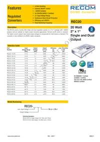 REC20-4815D Datasheet Cover