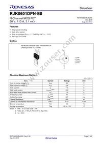 RJK0601DPN-E0#T2 Datasheet Cover