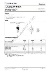RJK0703DPN-E0#T2 Datasheet Cover