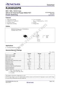 RJK0852DPB-00#J5 Datasheet Cover