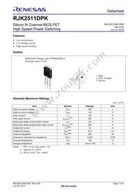 RJK2511DPK-00#T0 Datasheet Cover