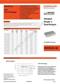 RPP20-2405DW/N Datasheet Cover