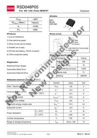 RSD046P05TL Datasheet Cover