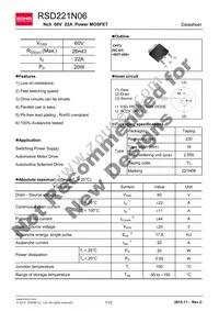 RSD221N06TL Datasheet Cover