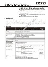 S1C17W13F001100-160 Datasheet Cover