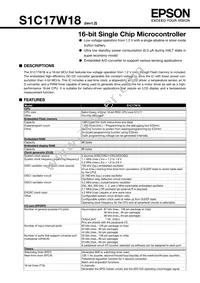 S1C17W18F101100-90 Datasheet Cover