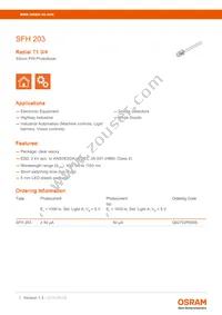 SFH 203 Datasheet Cover