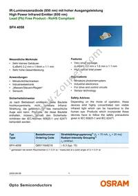 SFH 4058 Datasheet Cover