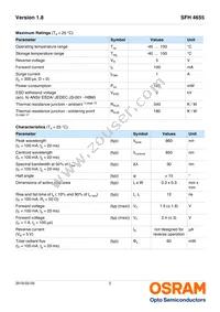 SFH 4655-UV Datasheet Page 2