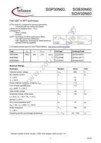 SGP30N60XKSA1 Datasheet Cover