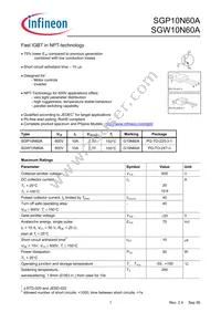 SGW10N60AFKSA1 Datasheet Cover