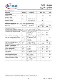 SGW15N60FKSA1 Datasheet Page 2