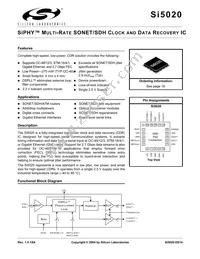 SI5020-B-GMR Datasheet Cover