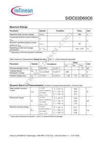 SIDC03D60C6X1SA2 Datasheet Page 2