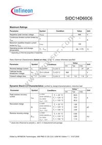 SIDC14D60C6Y Datasheet Page 2