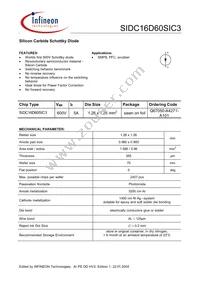 SIDC16D60SIC3 Datasheet Cover