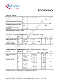 SIDC50D60C6X1SA1 Datasheet Page 2
