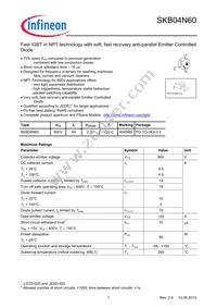 SKB04N60ATMA1 Datasheet Cover