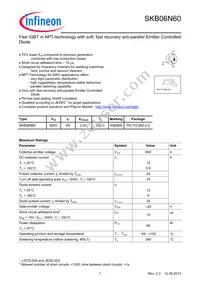 SKB06N60ATMA1 Datasheet Cover