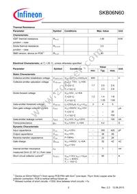 SKB06N60ATMA1 Datasheet Page 2