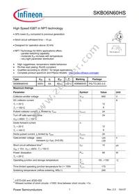 SKB06N60HSATMA1 Datasheet Cover