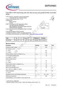 SKP04N60XKSA1 Datasheet Cover