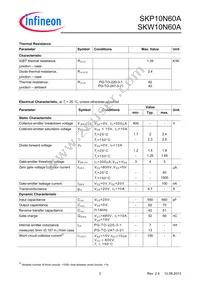 SKP10N60AXKSA1 Datasheet Page 2