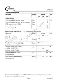 SPB10N10 G Datasheet Page 2