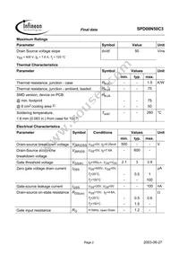 SPD08N50C3BTMA1 Datasheet Page 2