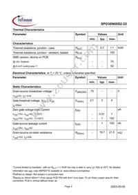SPD30N08S2-22 Datasheet Page 2